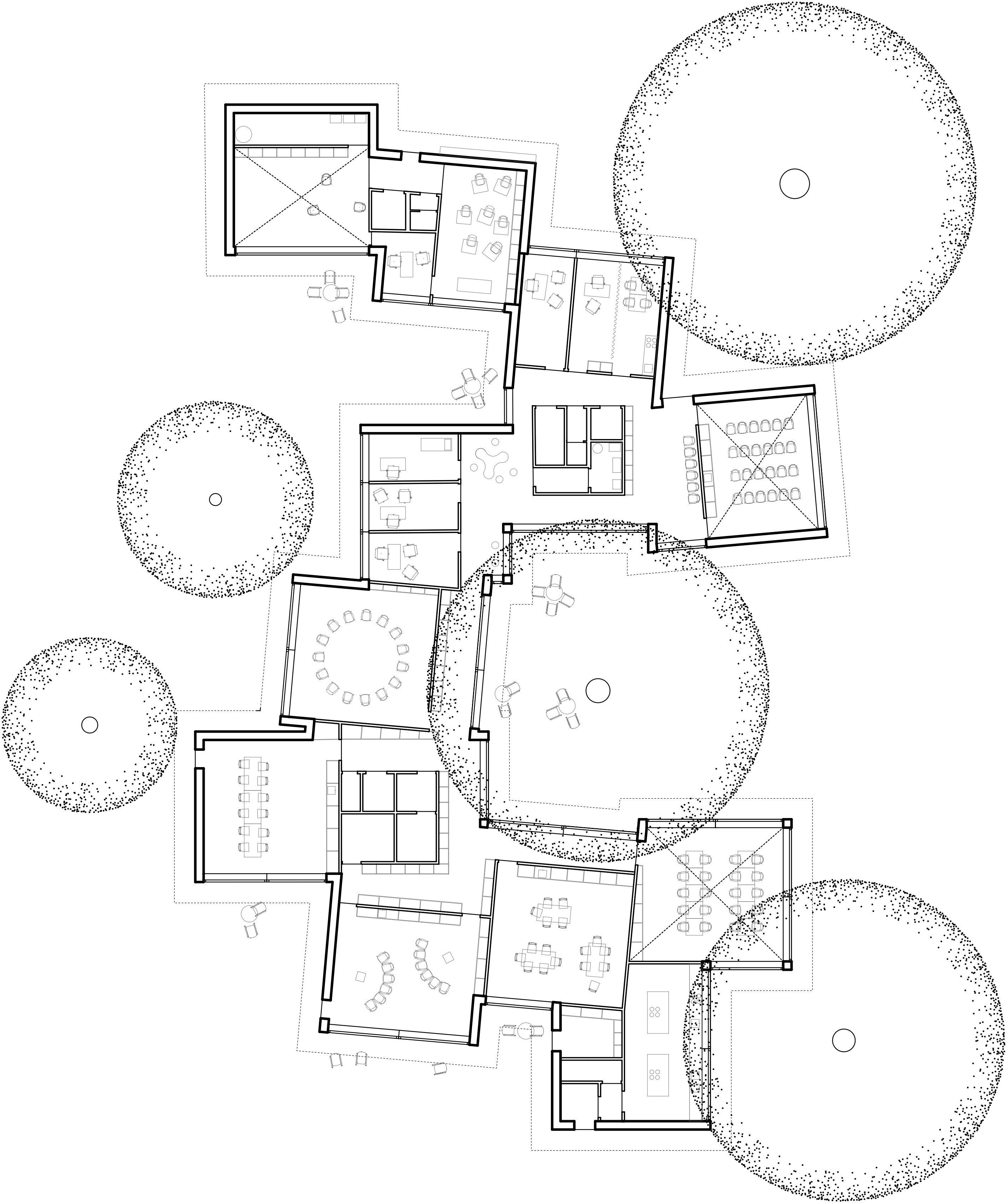Floorplan of the designed day support building with a FAB-LAB unit in Warsaw Wesoła.