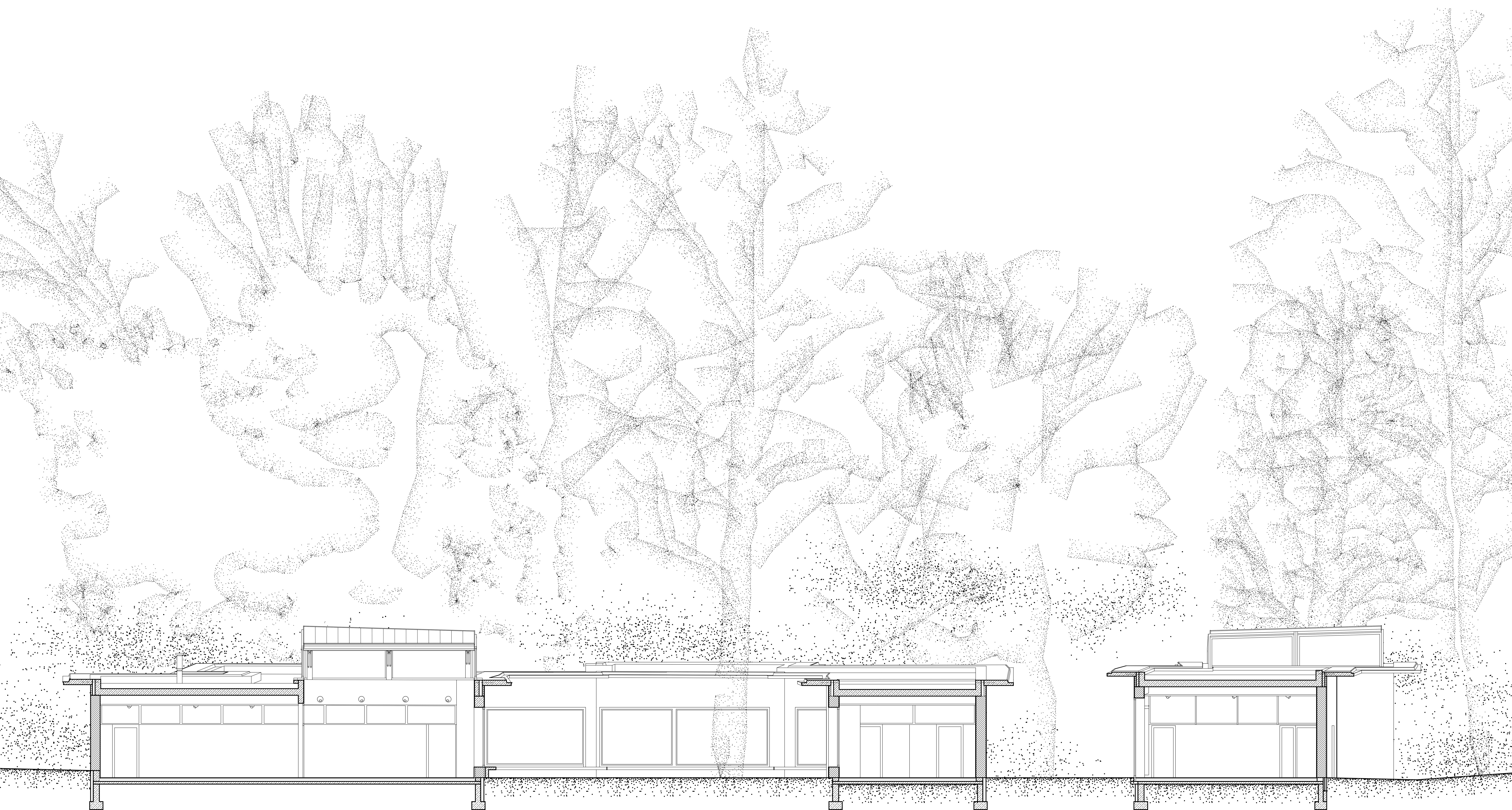 Section of the designed day support building with a FAB-LAB unit in Warsaw Wesoła.