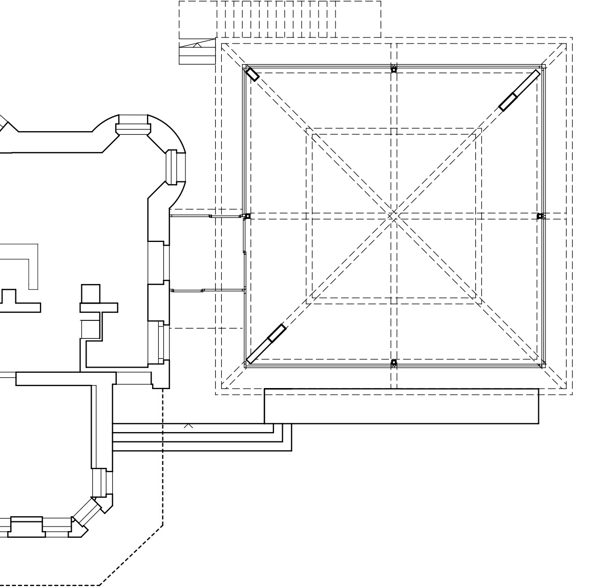 Floorplan - ground floor of a wooden pavilion - orangery in Świeradów Zdrój, which is an extension of the existing villa Szarotka at Zdrojowa Street. The pavilion has a cafe-restaurant role.