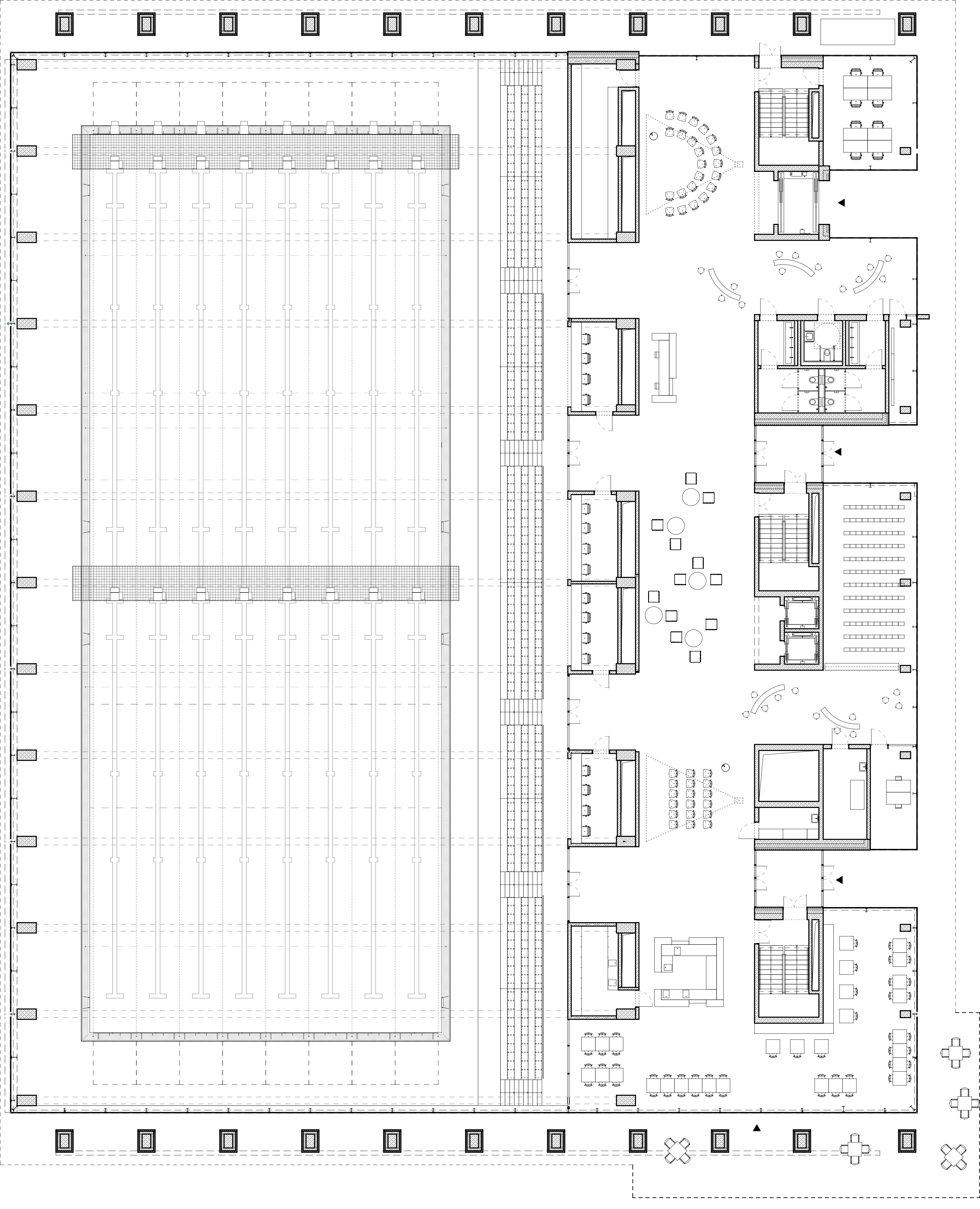 Floorplan - ground level - "0" of the new University of Warsaw Sports and Recreation Center at S.Banacha street.